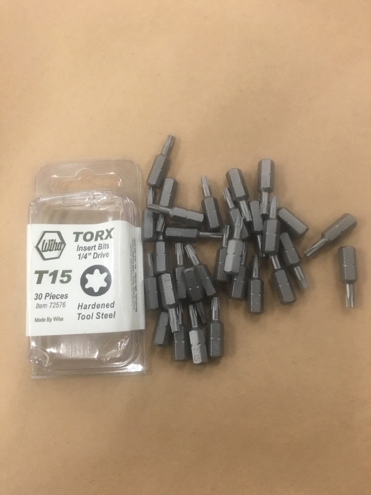 Wiha 72576 Torx Insert Bit T15 Tool 1/4" drive 30pcs 30pack New Free Shipping