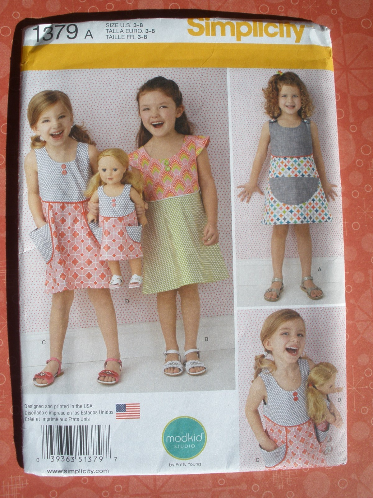 Simplicity 1379 Child & Doll Dresses - 3 Styles Girls' 3-8, AG 18" Doll Uncut
