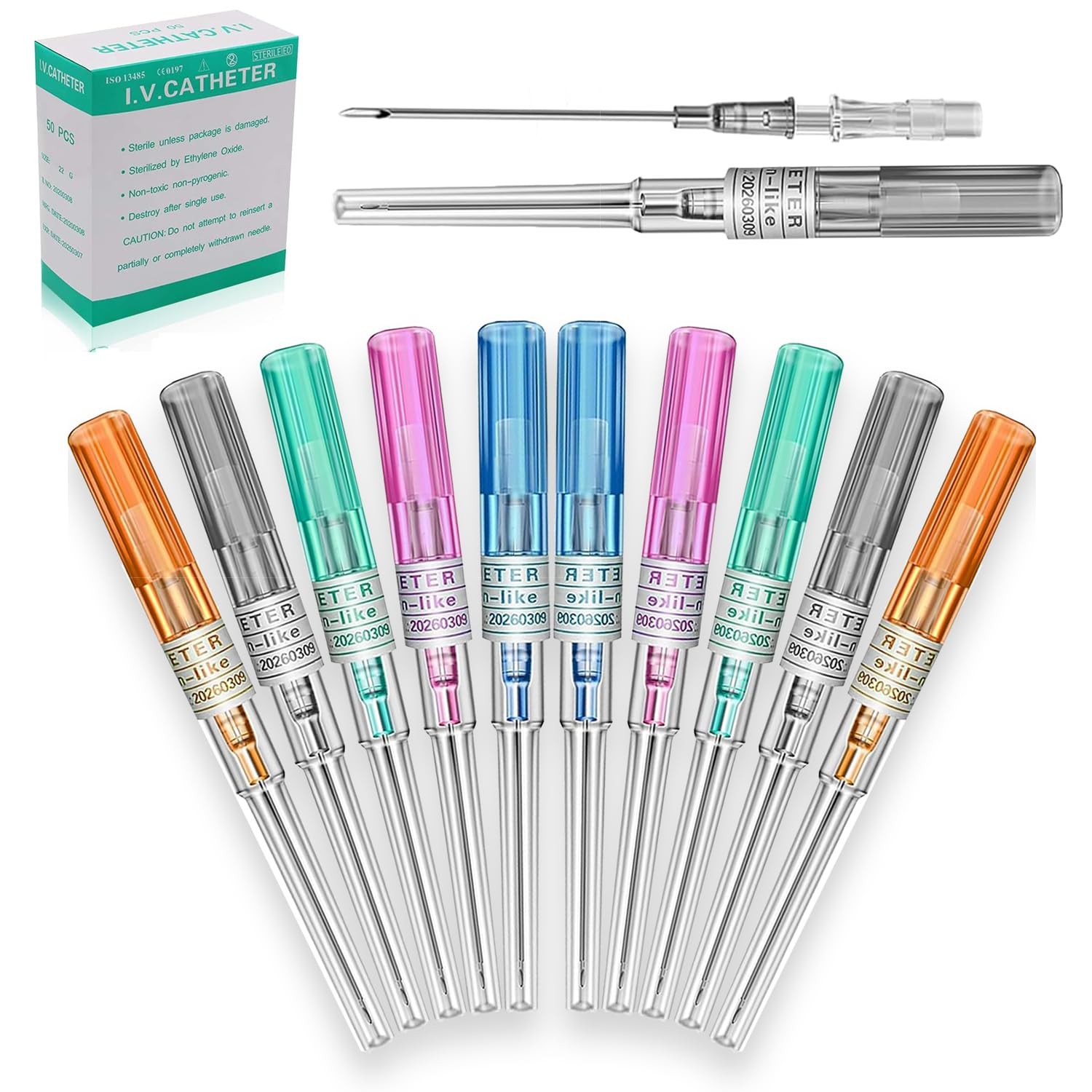 Catheter Piercing Needles, LEEYUKA 10PCS Mixed 14G 16G 18G 20G 22G/10pcs