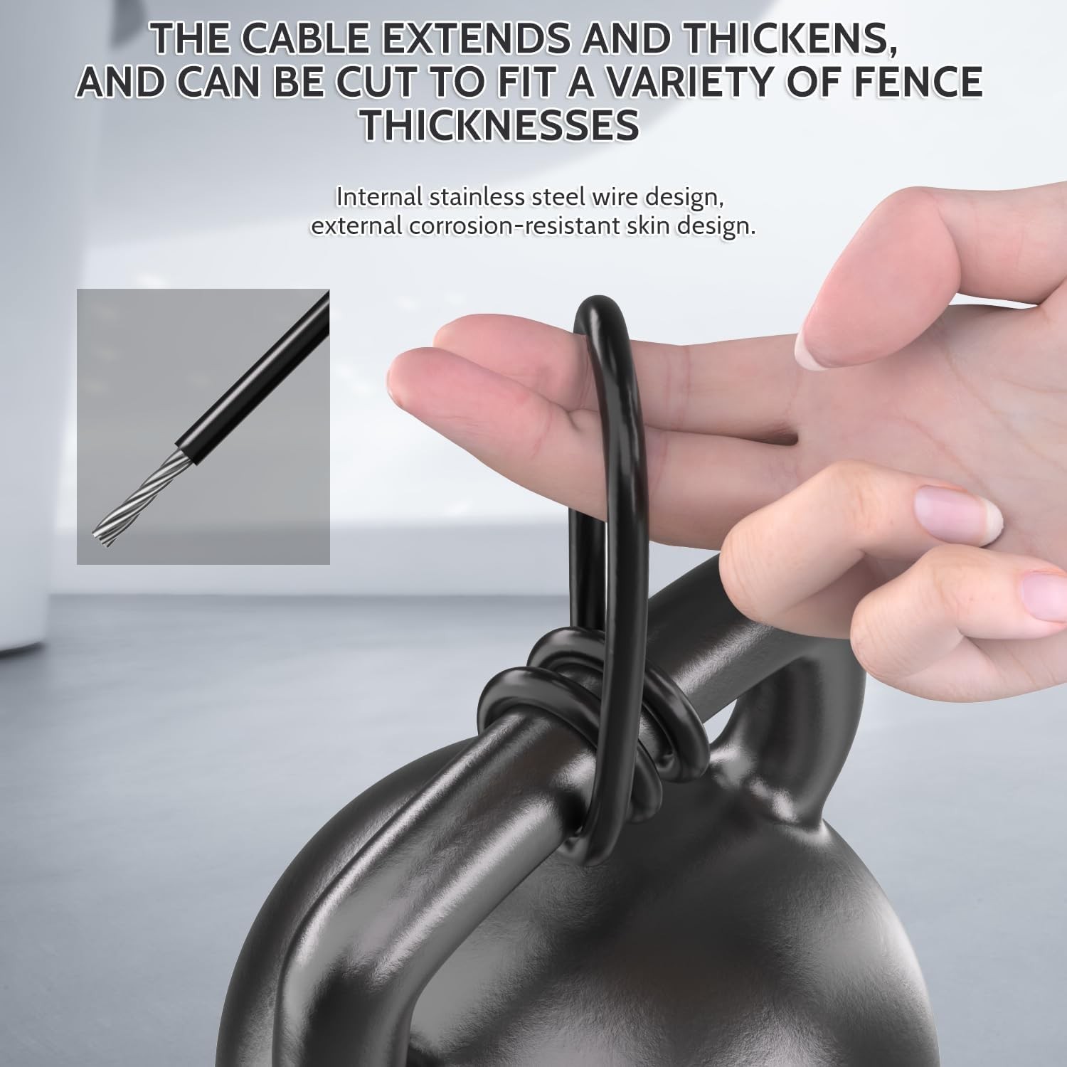 Gate Latch with Spring Cable Pull for Fence Gate - Carbon Steel - Black,Self Loc