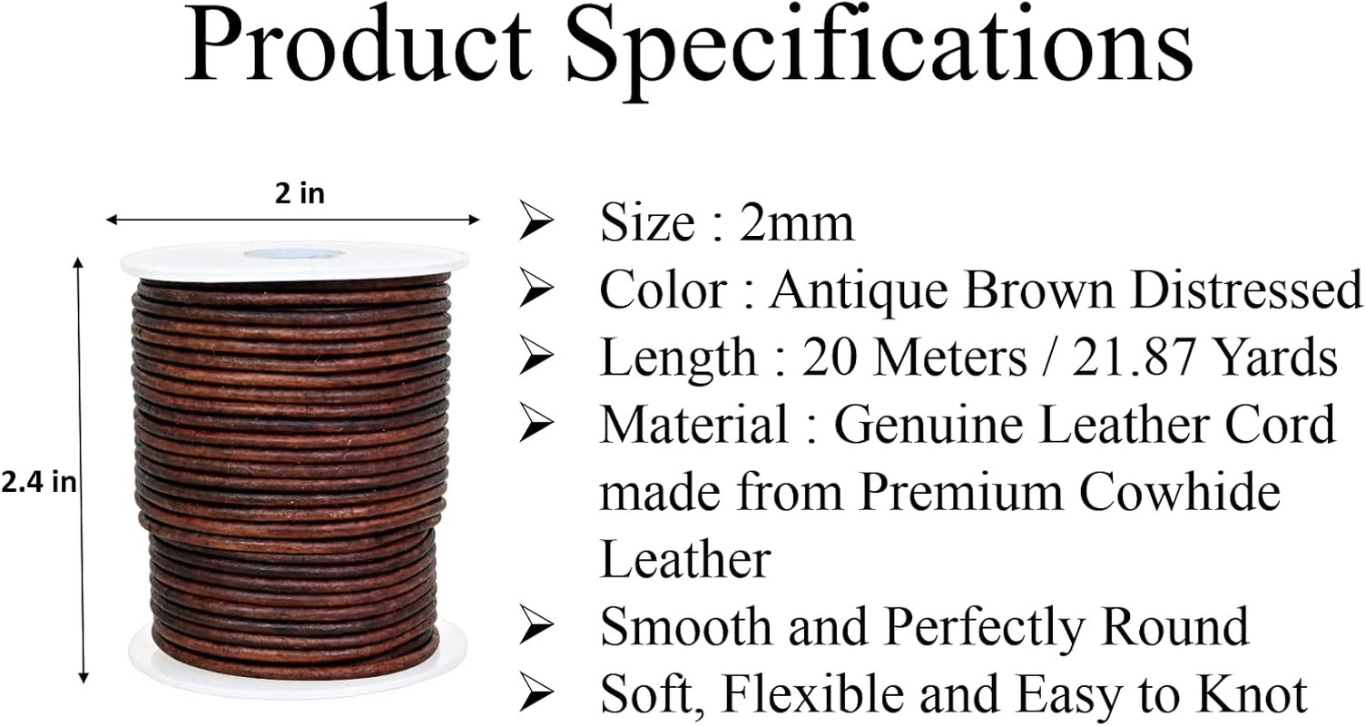 Real/Genuine round Leather Cord for Jewelry Making, Leather String Cord for Craf