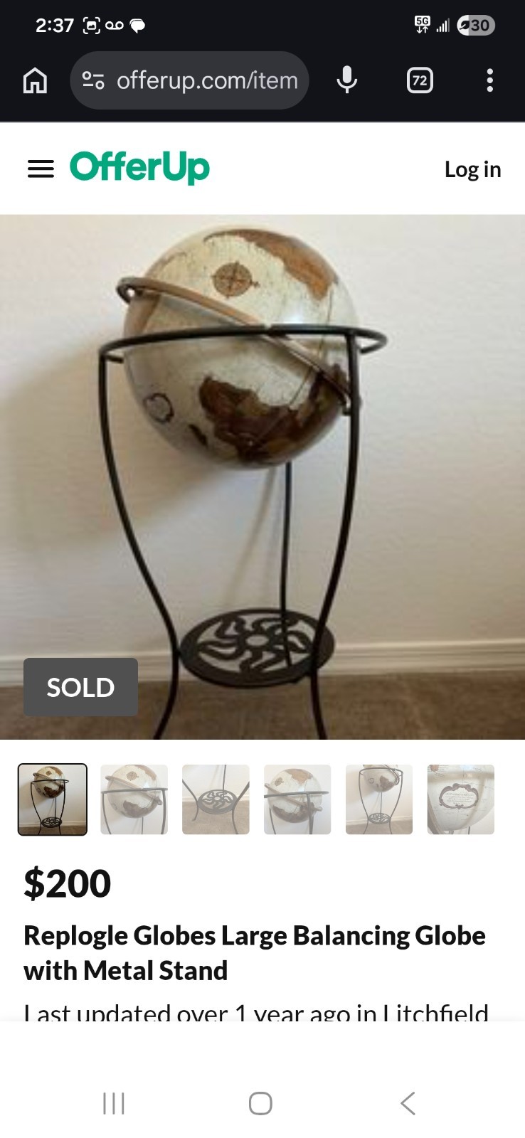 Vintage Replogle Globe 16" on Metal Stand