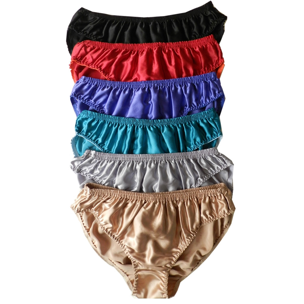 6 Pairs/lot Men's 100% Mulberry Silk Underwear Brief Random Colors L XL XXL