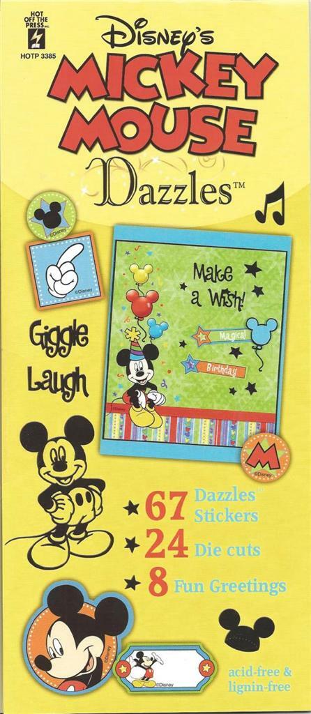 Disney Mickey Mouse Dazzles 67 Stickers 24 Die Cuts 8 Greetings 11"x4.75" HOTP