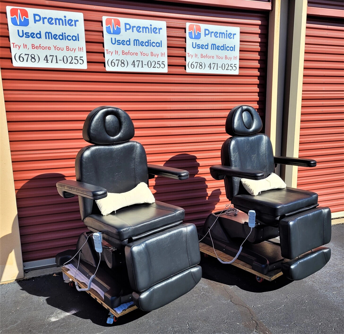 Med Spa Chairs w Rotation Power Base Back Foot w New Black Upholstery
