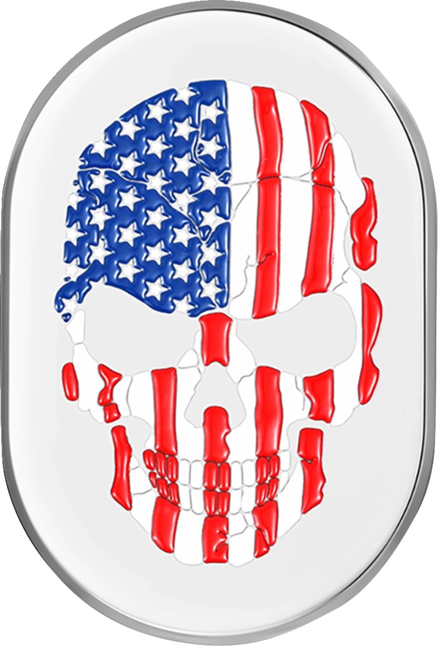 Figurati American Flag Skull Left Polished Antenna Cover (FD24-AC-SS-LT)