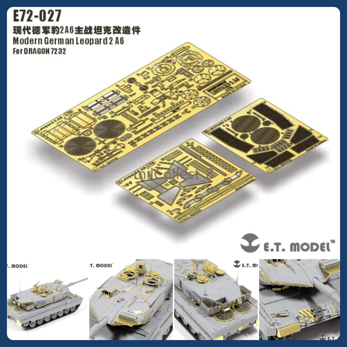 E.T. Model E72-027 1/72 Modern German Leopard 2 A6 PE Set for DRAGON 7232