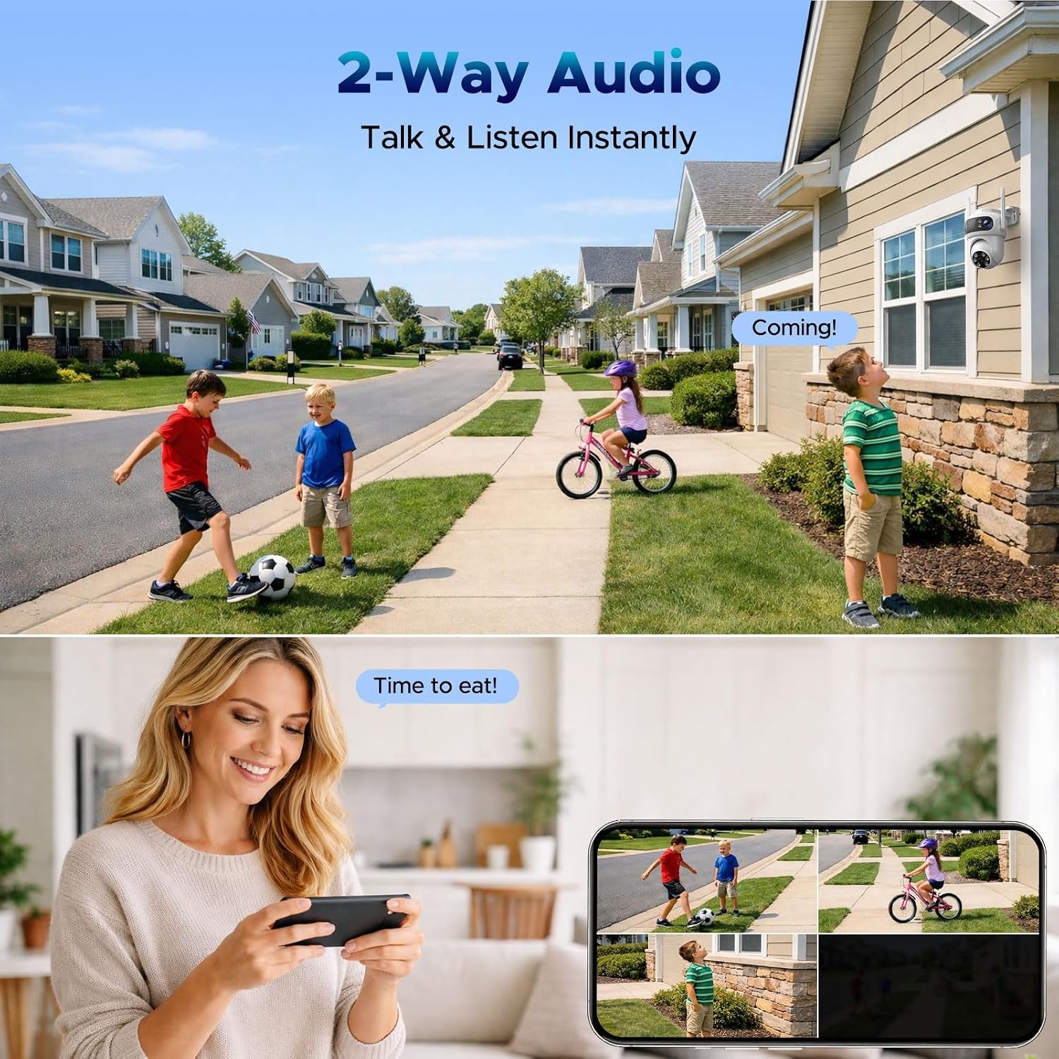 4PCS Security Camera System Wireless Triple Lens Outdoor WiFi Cam Auto Tracking