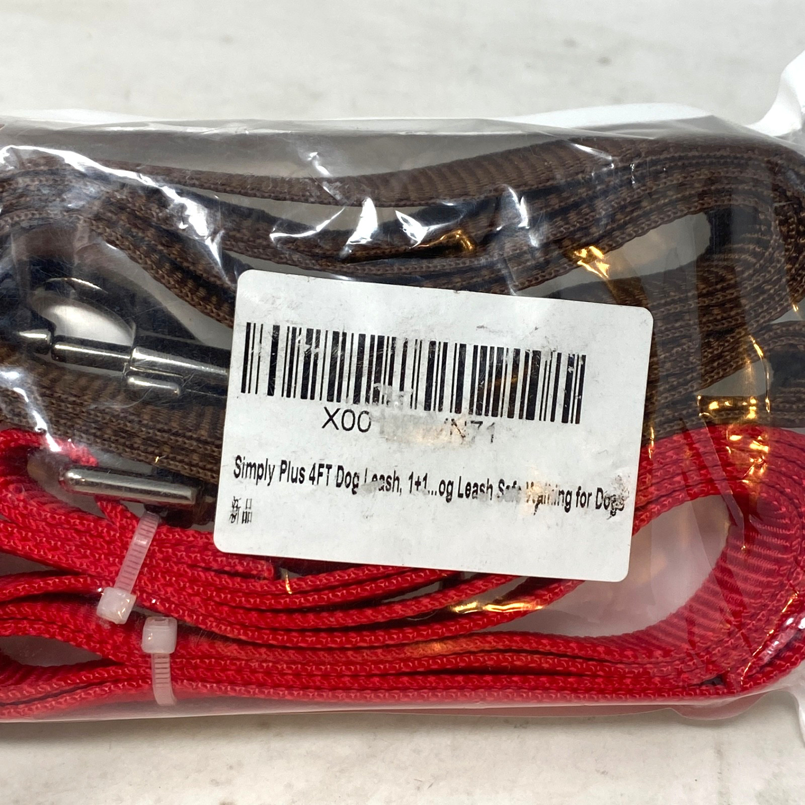2 pack Simply Plus 4FT Dog Leash for Walking Dog 1 Red and 1 Brown
