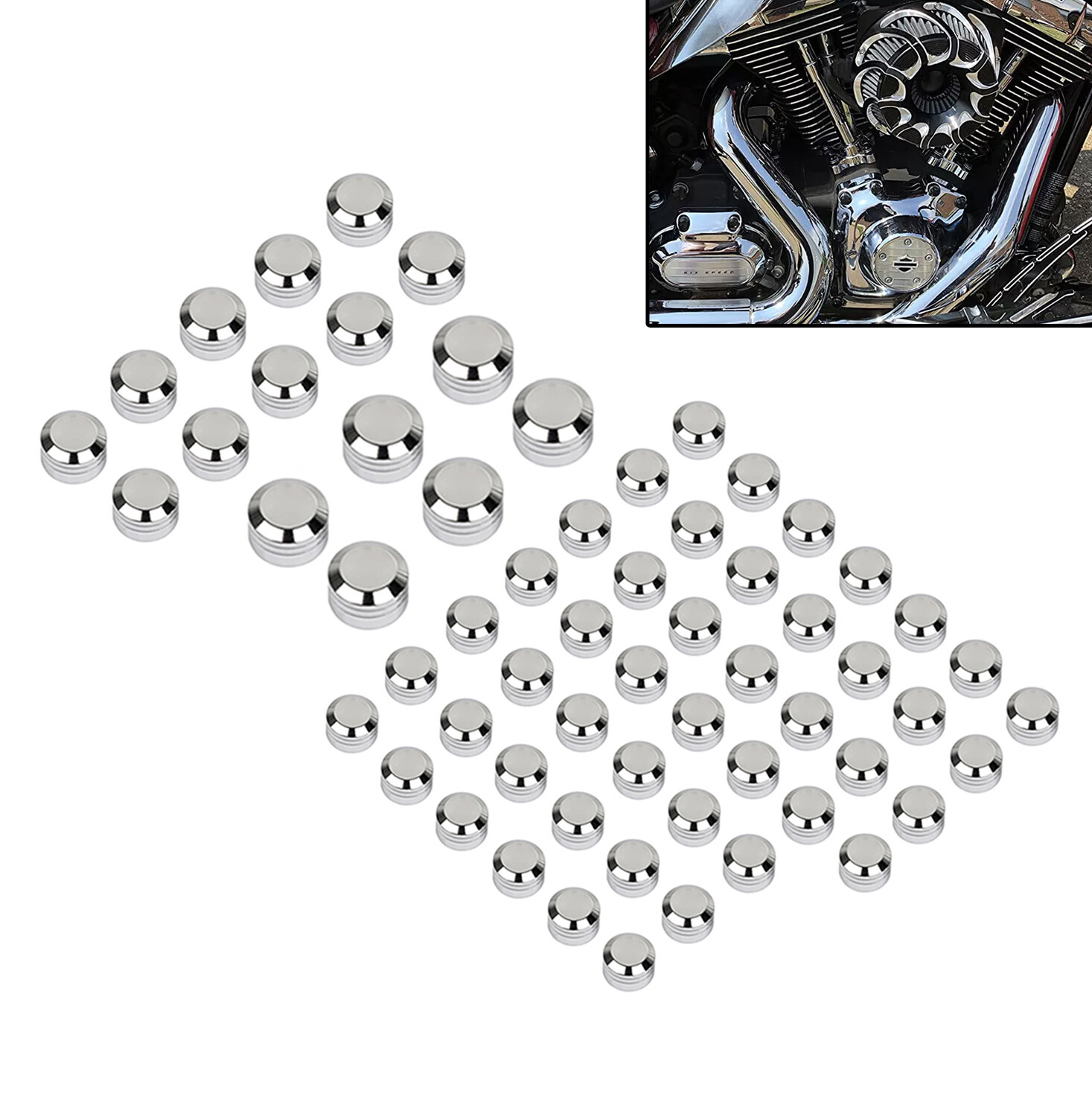Chrome Engine Topper Screw Bolt Caps Cover For Harley Electra Glide FLHT Softail