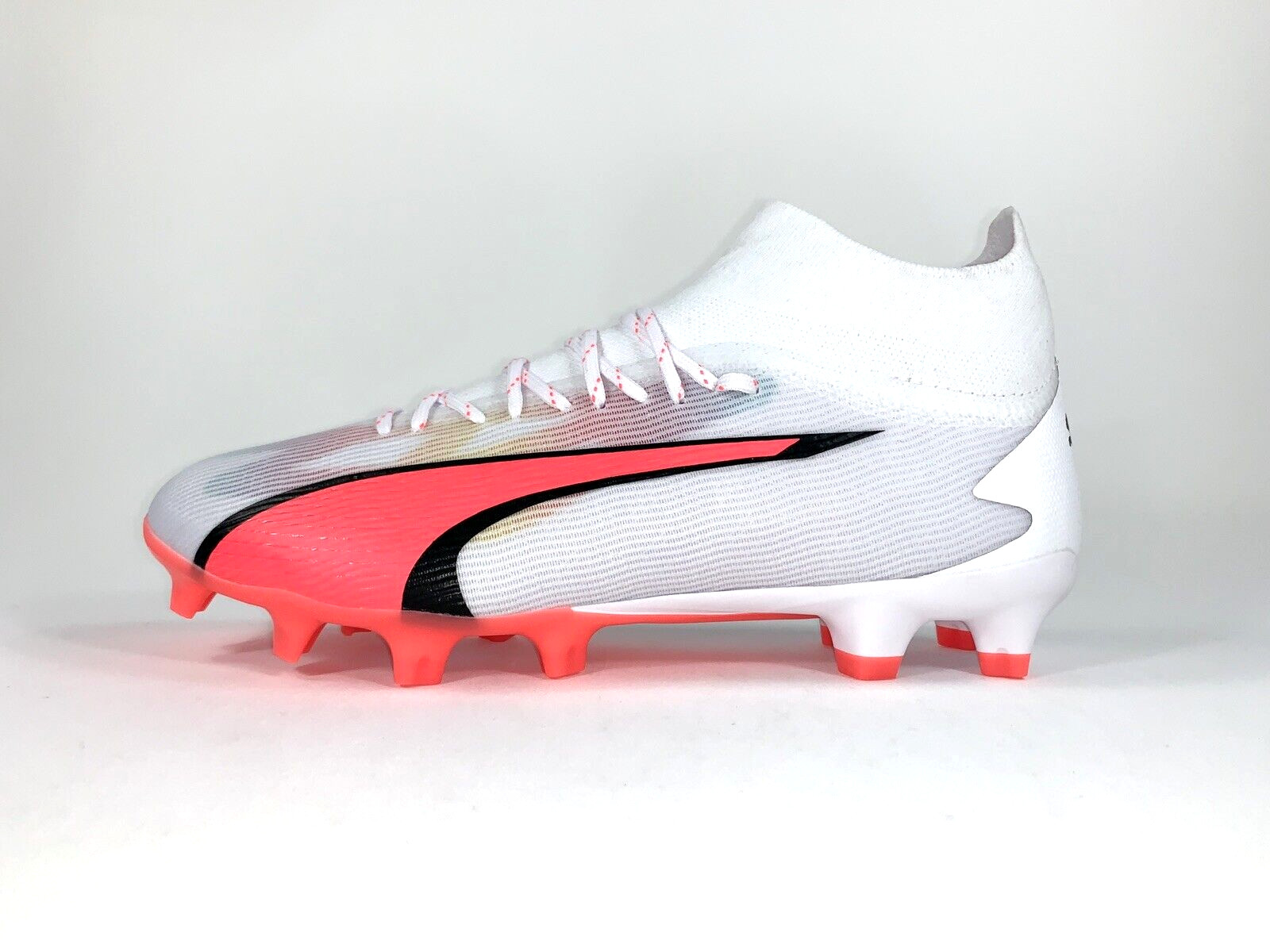 Puma Ultra Pro FG AG Soccer Cleats White Black Fire Orchid 107422-01 Men's 12