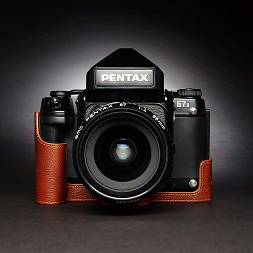 Handmade Genuine Leather Camera Cover Half Case Bag For Pentax 67ii