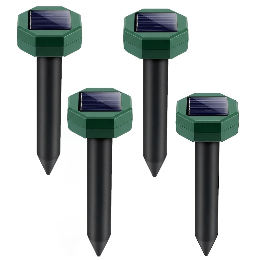 4 Packs Mole Repellent Solar Powered, Ultrasonic Gopher Deterrent Outdoor