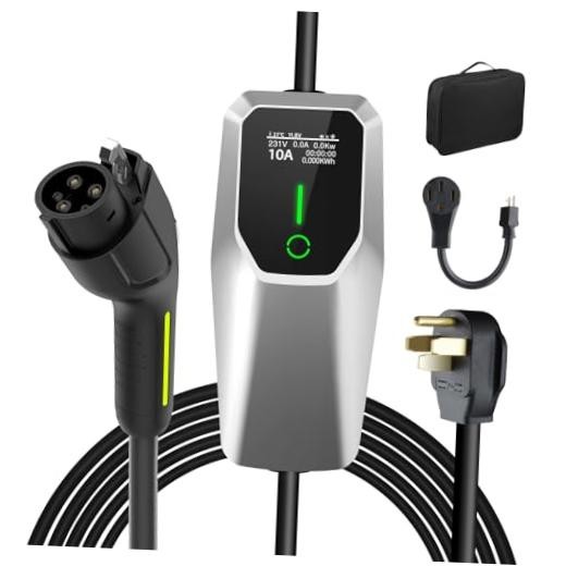 Portable Level 1 and Level 2 EV Charger 240V 32A (7.68kw) with 26ft Charging