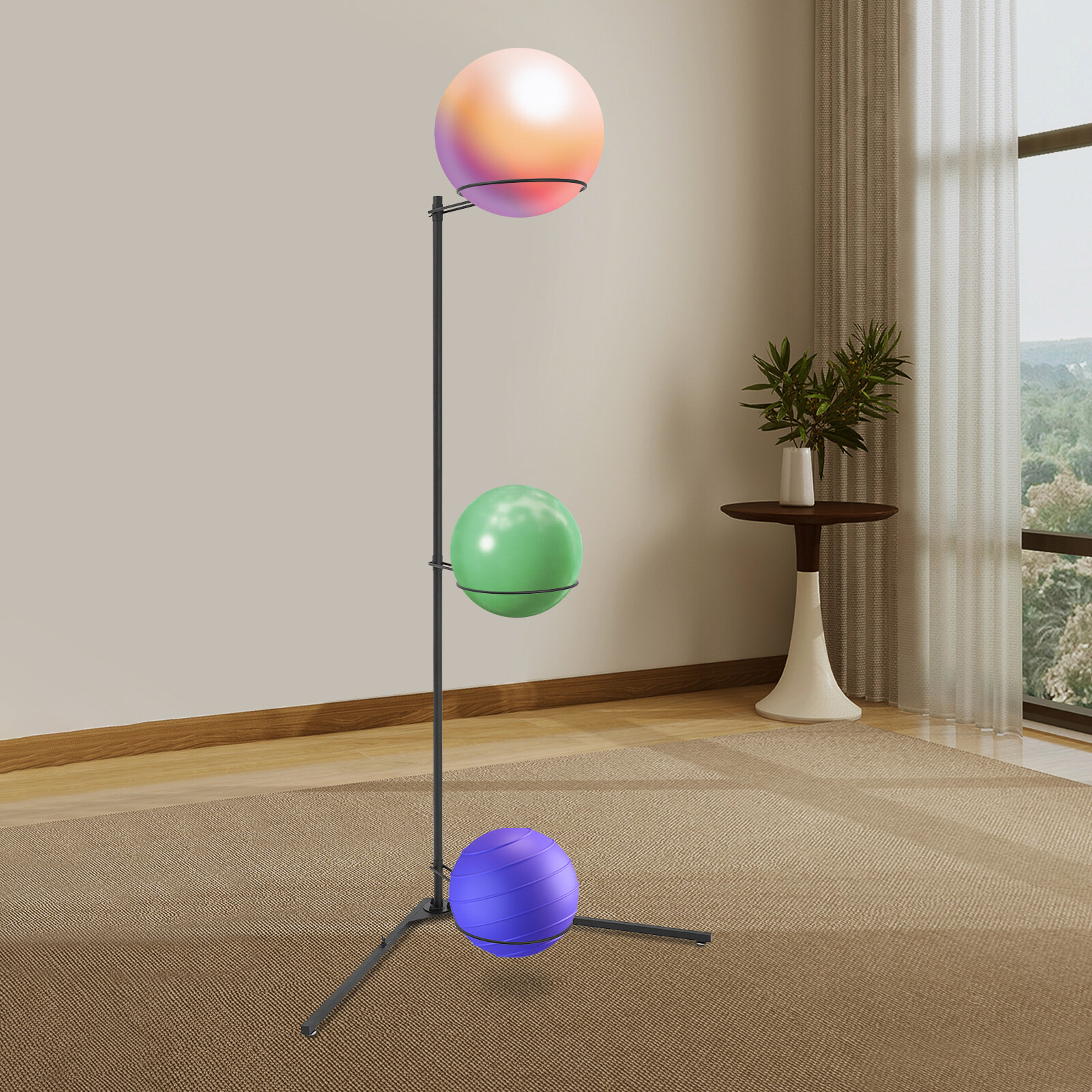 Stability Ball Rack, Exercise Ball Stand, Gym Ball Storage Stand 3 balls