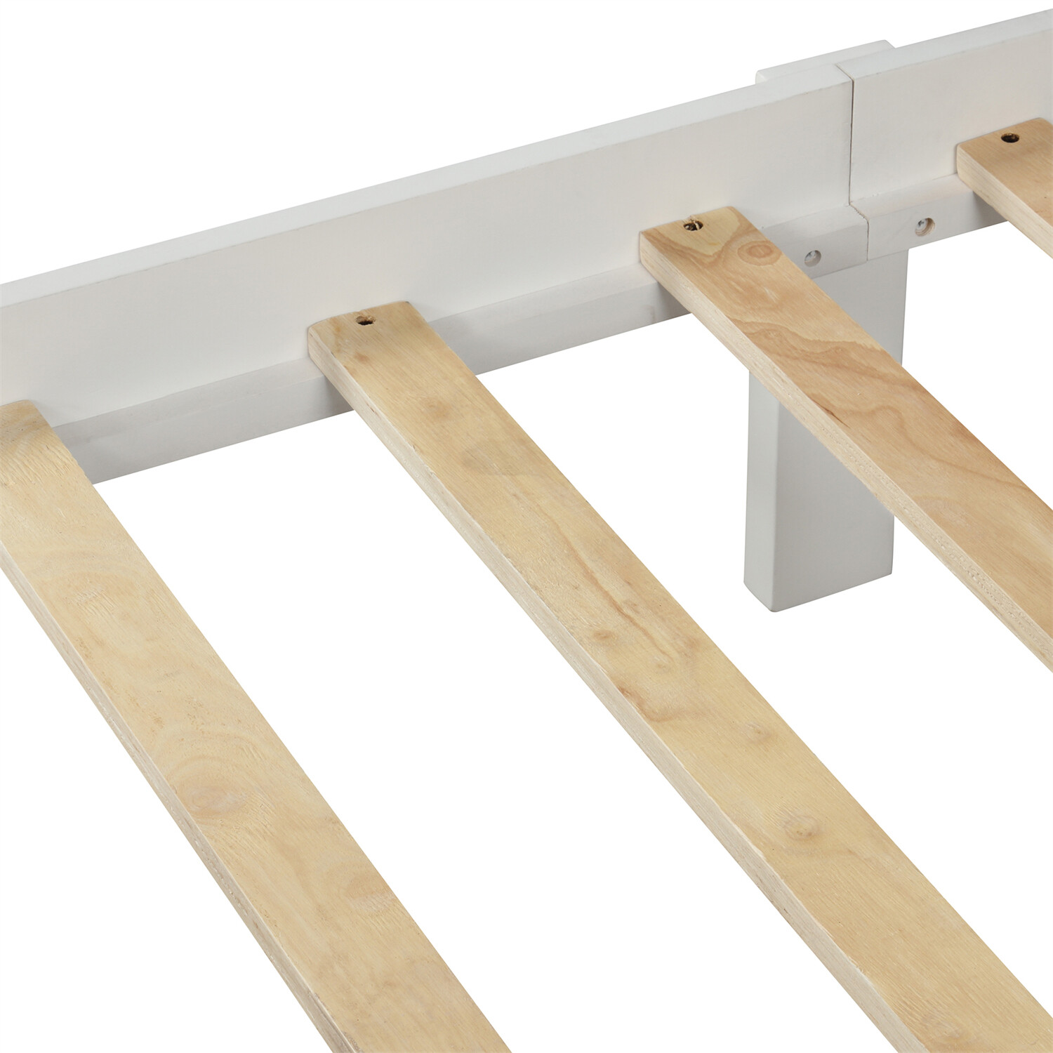 Twin Size Bed Frame Wooden Platform Bed Frame with Headboard & Footboard White