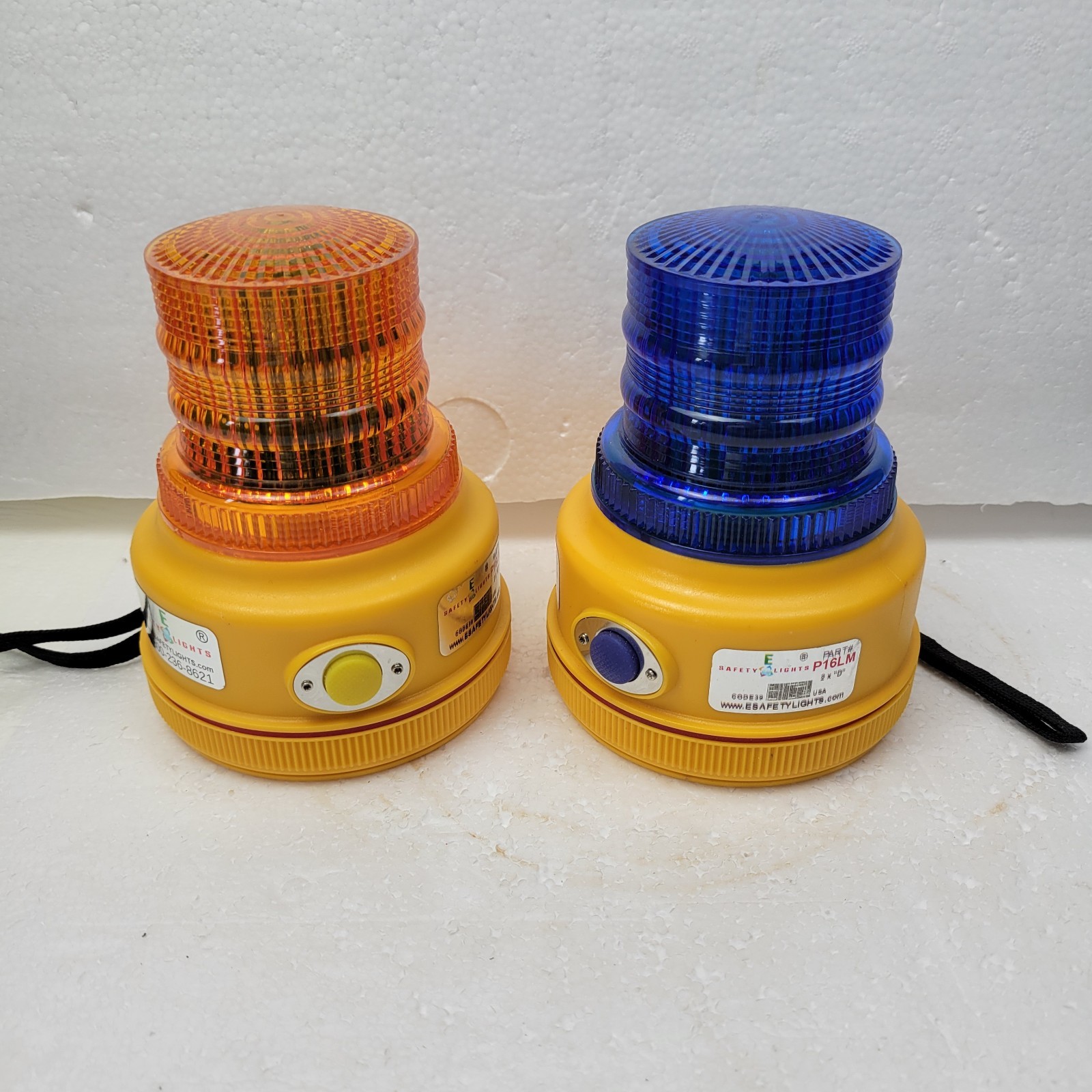 P16LM BLUE And Yellow Beacon Truck Trailer Boat Portable 16 LED Warning Safety