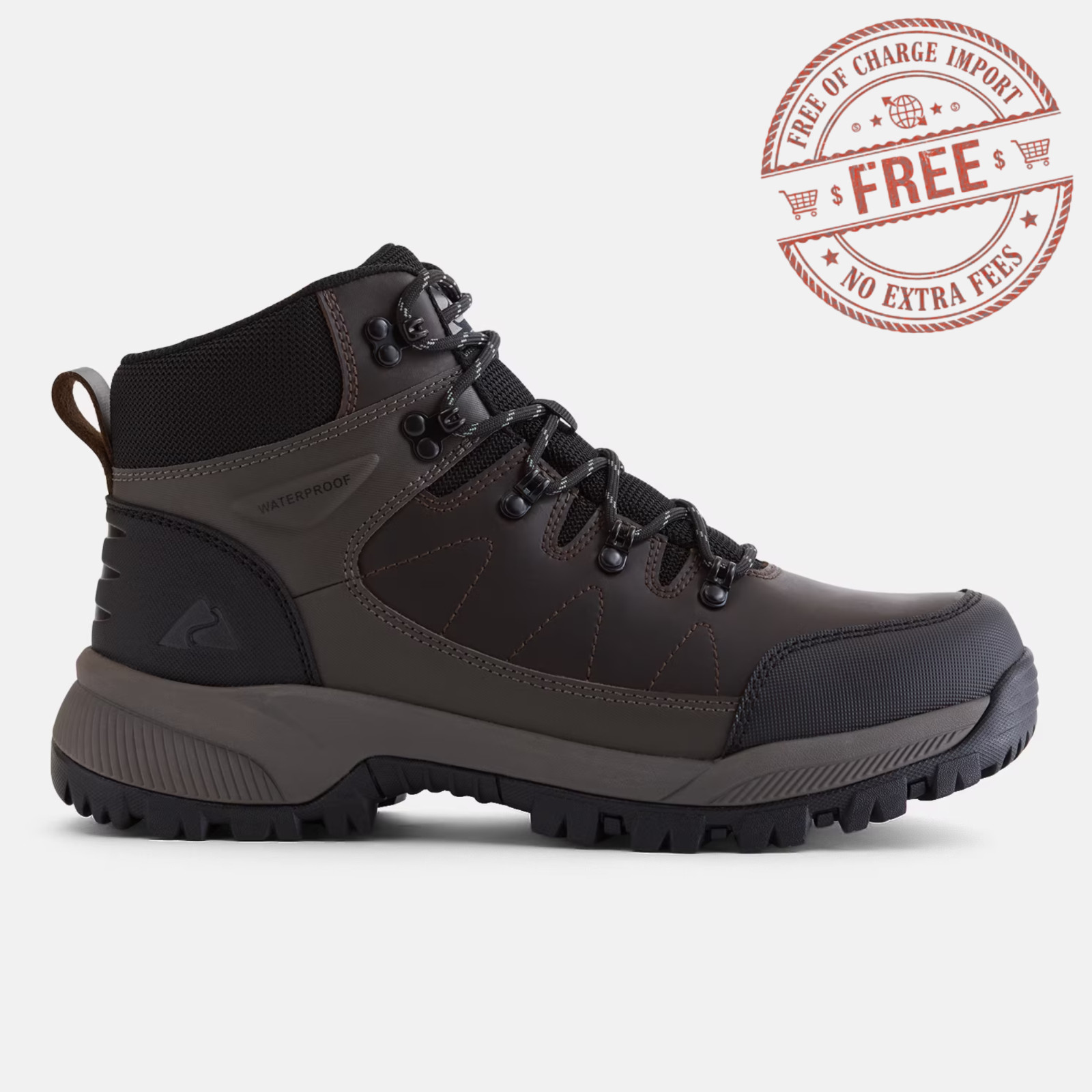 Ozark Trail Men's Meadows 2.0 Waterproof Mid Hiking Boots Lace-Up Comfort Brown