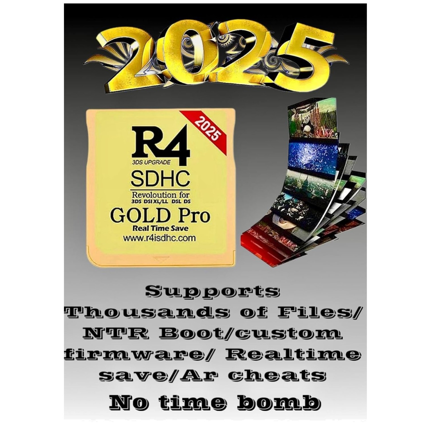 R4 Gold Pro Adapter with YS Menu - 32GB Micro SD - 500 Games