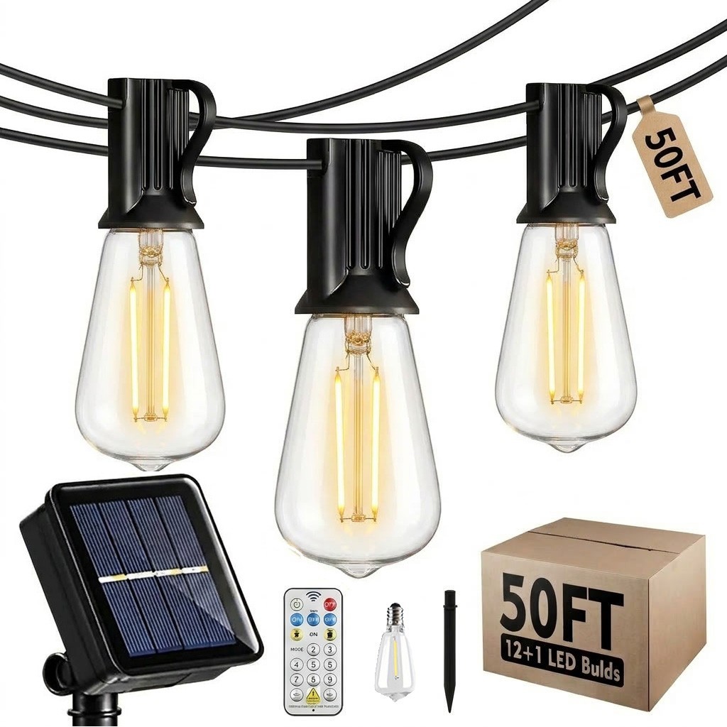 200FT Solar String Lights ST38 LED Outdoor Waterproof Patio Garden Bulb Lights