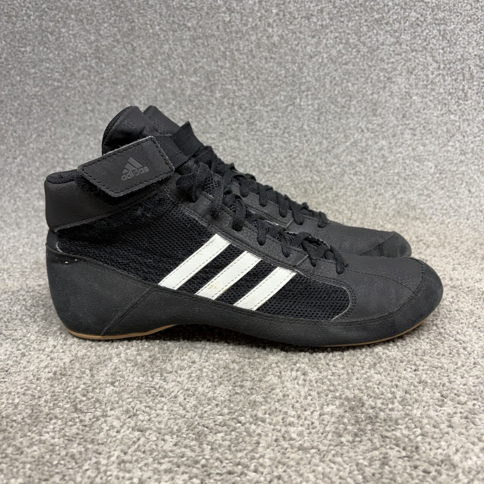 Adidas HVC 2 Wrestling Shoes Mens Size 10 Black Mat Grappling Sneakers AQ3325