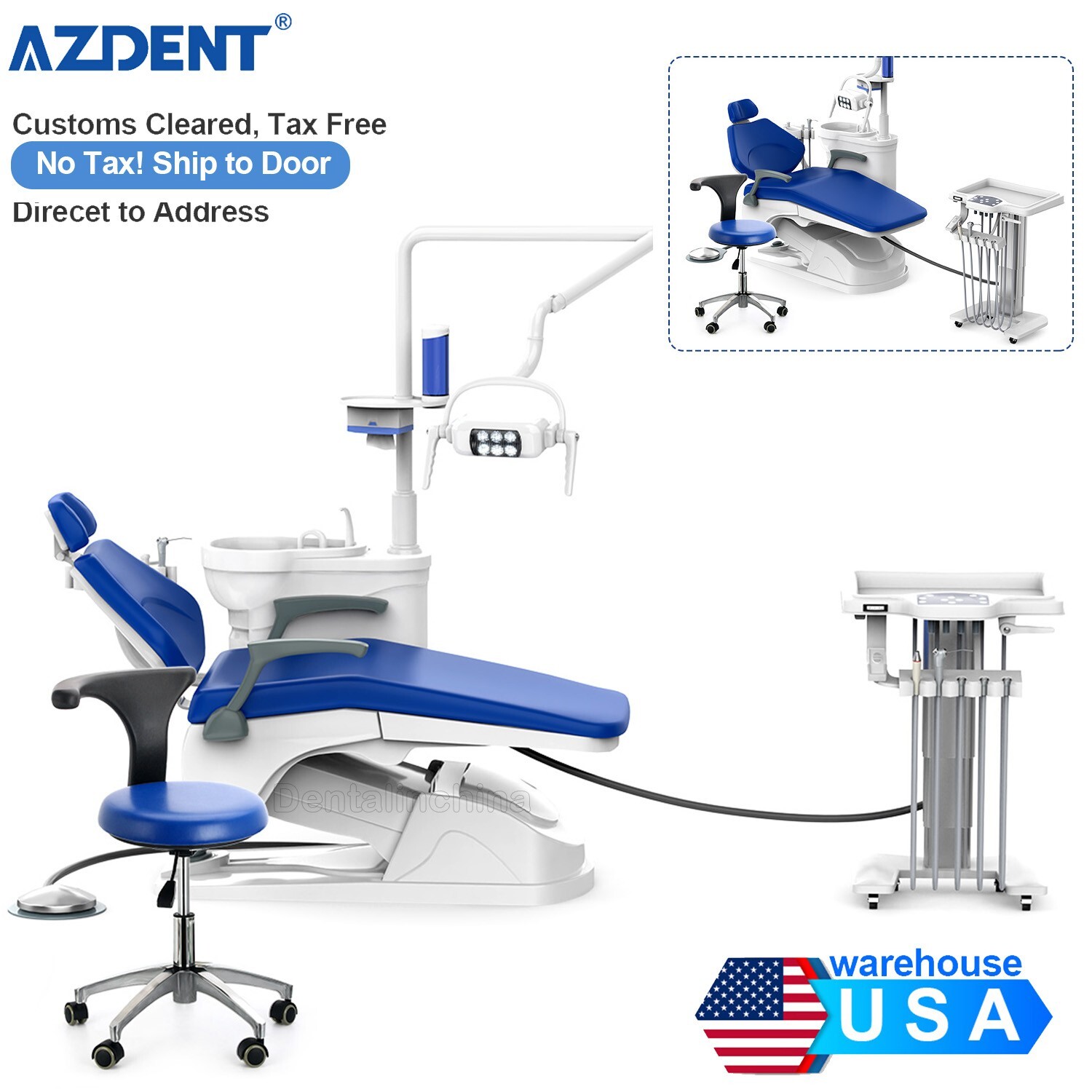 Dental Unit Chair Computer Controlled DC Motor + Ceramic Spittoon +Dentist Stool