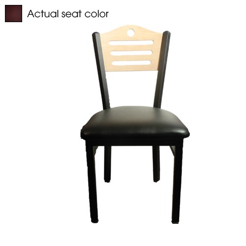 Oak Street Mfg Shoreline Natural Wood Back Chair w/Wine Vinyl Seat