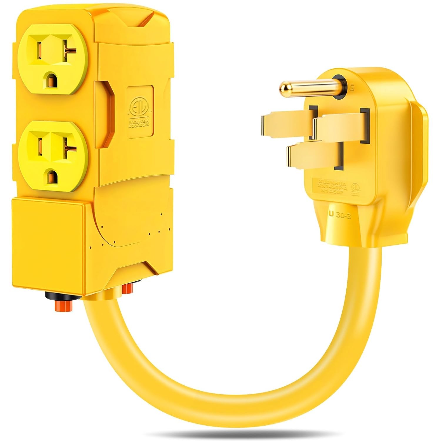 50 Amp to 20 Amp 110V RV Distribution Plug Adapter,Nema 14-50P to 4 Sockets of 5