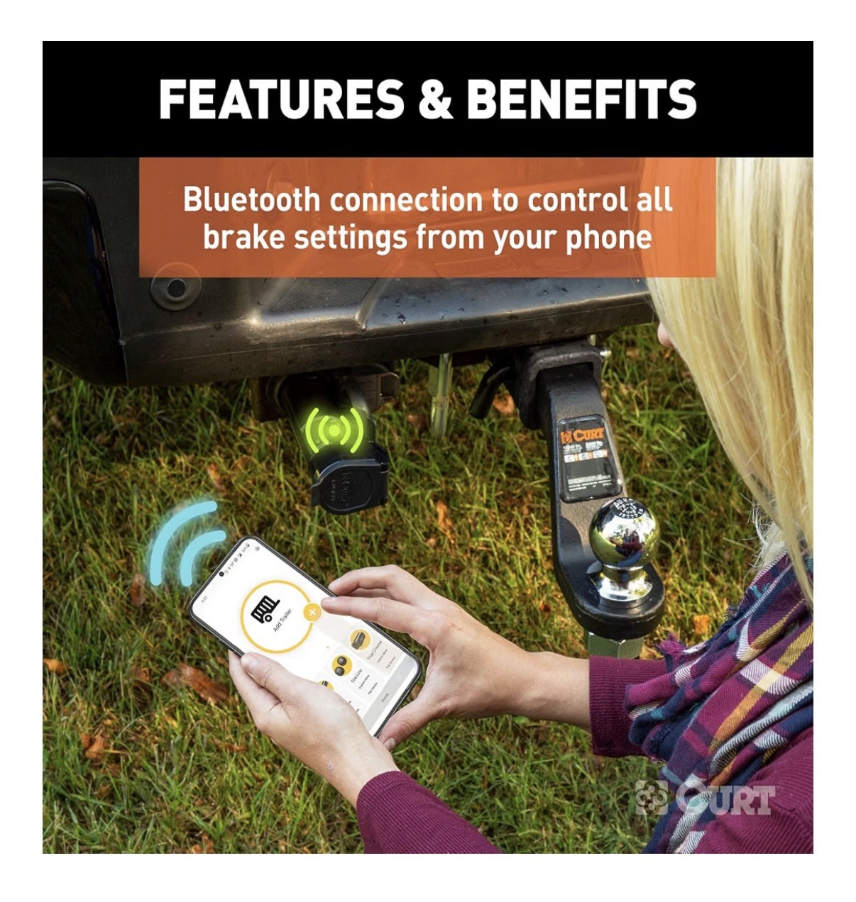 CURT 51180 Echo Mobile Bluetooth Trailer Brake Controller 7-Way Open Box