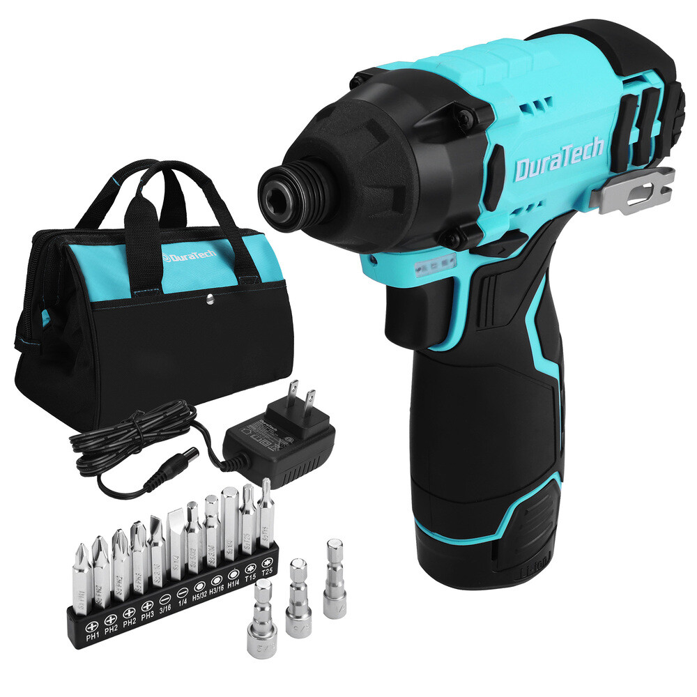 DURATECH 12V 1/4" Cordless Electric Impact Driver 885 in-lbs 0-2400RPM w/Battery
