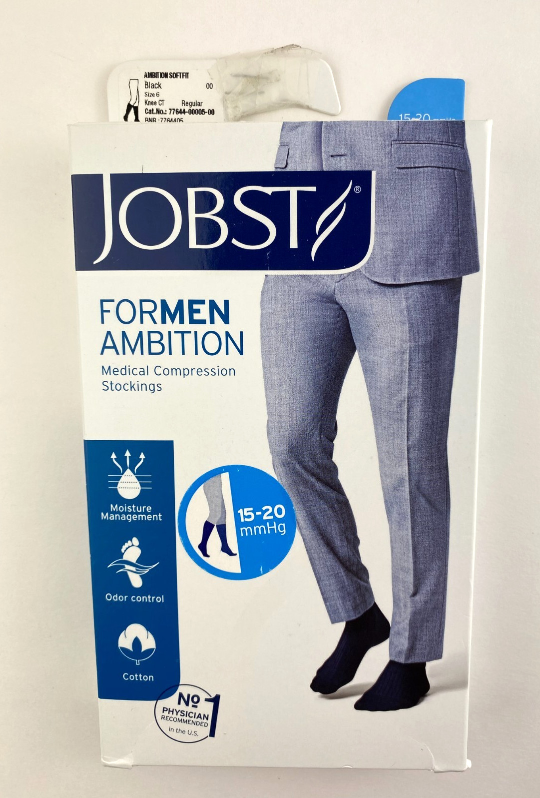 Jobst Men's Medical Compression Stockings KNEE CT 15-20 mmHg Black Size 6 REG