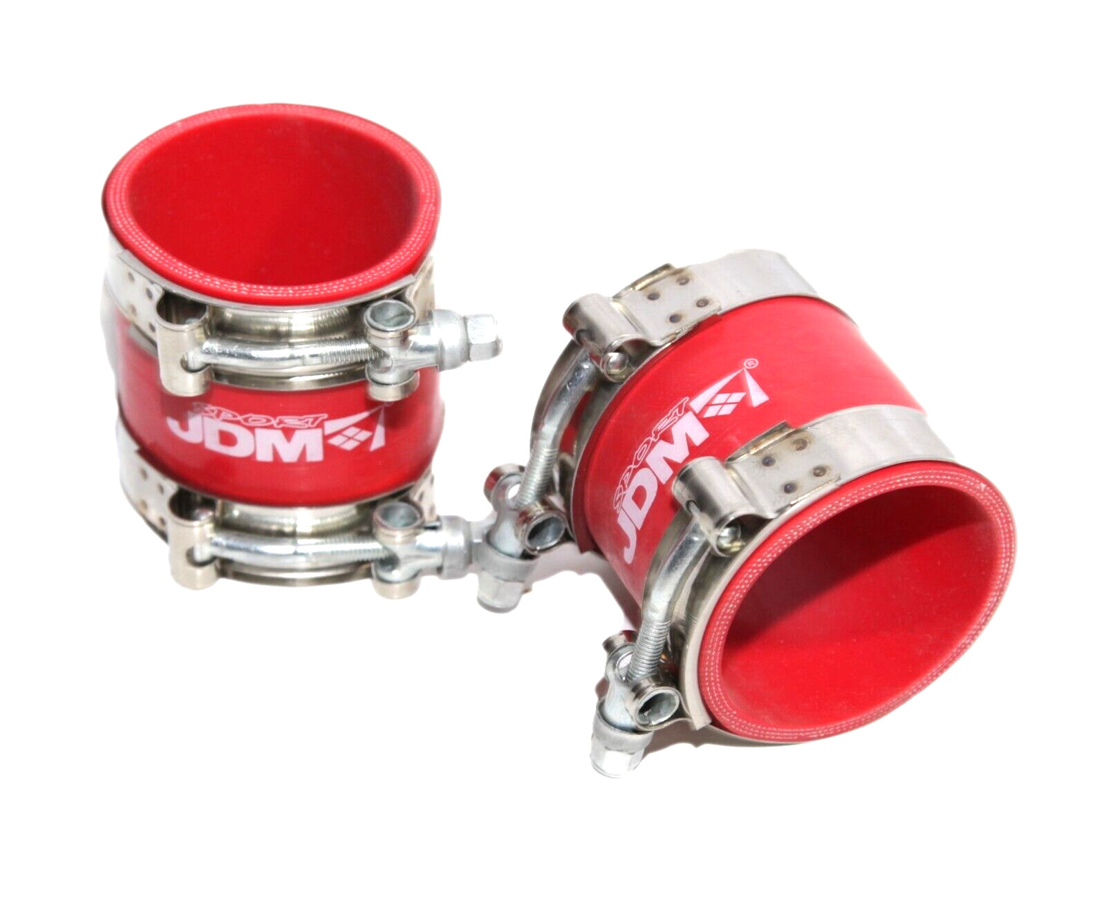 JDM RED 4PLY 2pcx 2.5"ID Hump Hose Straight Coupler Silicones+ 4xSS T-clamp