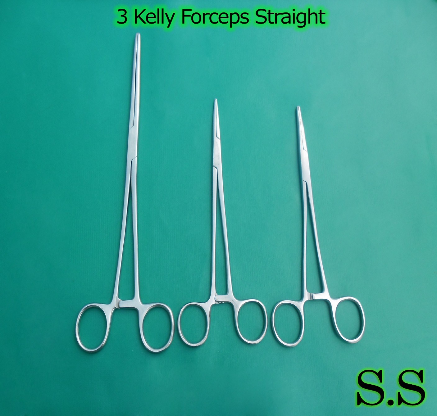 3 Pieces Kelly Hemostat Forceps Straight 7"+ 8"+ 10" Surgical Instrument