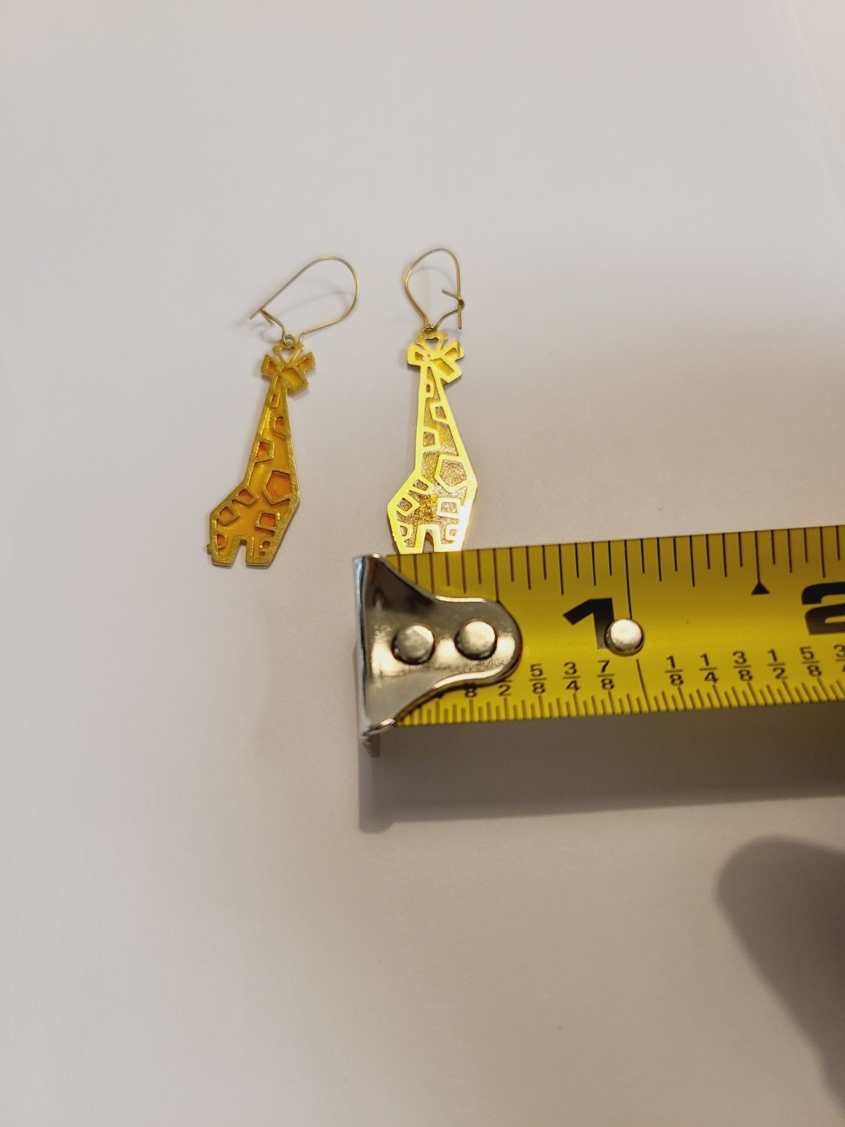WHIMSICAL VINTAGE GIRAFFE SHAPED ENAMEL DANGLE EARRINGS