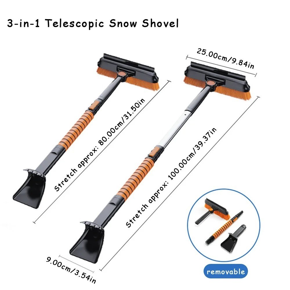 Winter Car Snow Ice Scraper Brush Shovel Set Retractable Windshield Tool