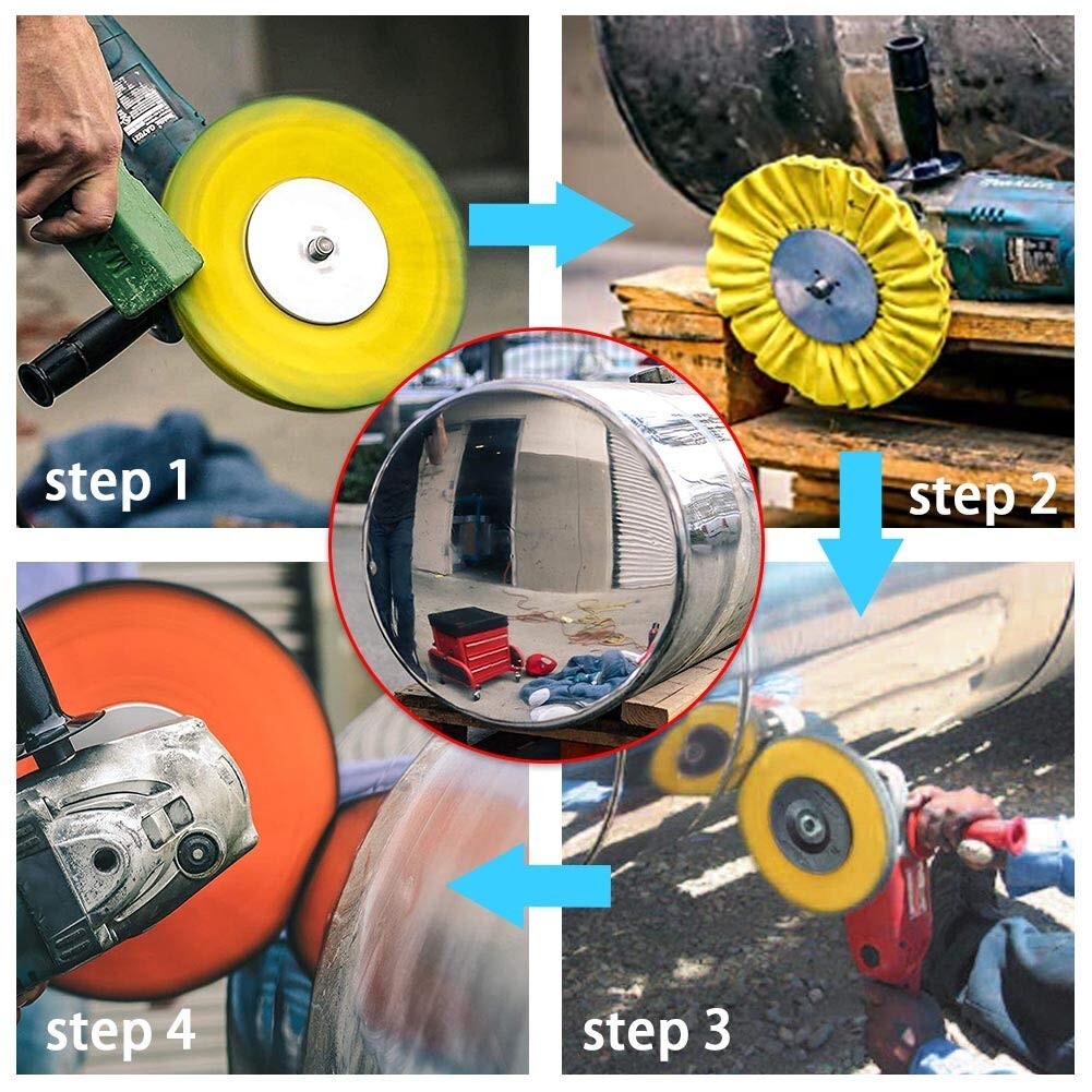 Efficient 8-Inch Buffing Wheel Set: Fine Polish for Aluminum, Brass, and More