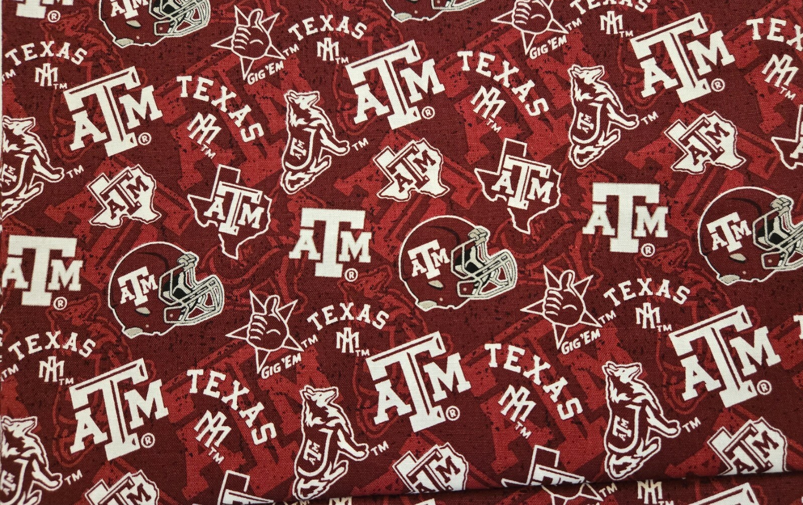 Texas A and M University Aggies 1 Yard 36" x 43" Cotton Fabric Tone-on-Tone