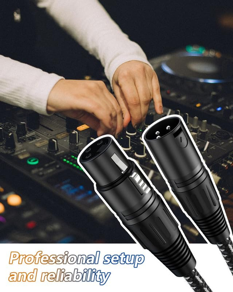 Short XLR Cables 2Ft 2 Pack, XLR Microphone Cable Balanced Shielded Nylon Bra...