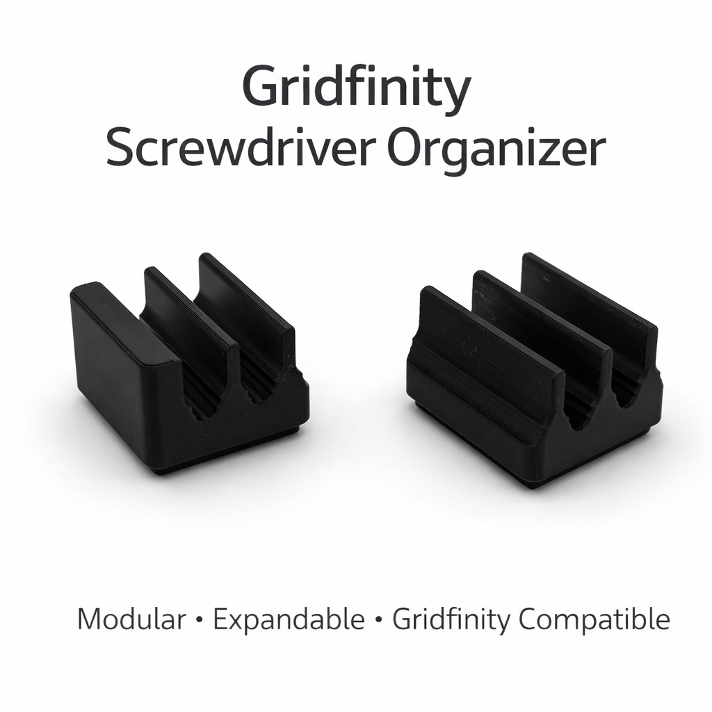 Gridfinity Screwdriver Organizer | Modular Drawer Holder | End & Middle Pieces