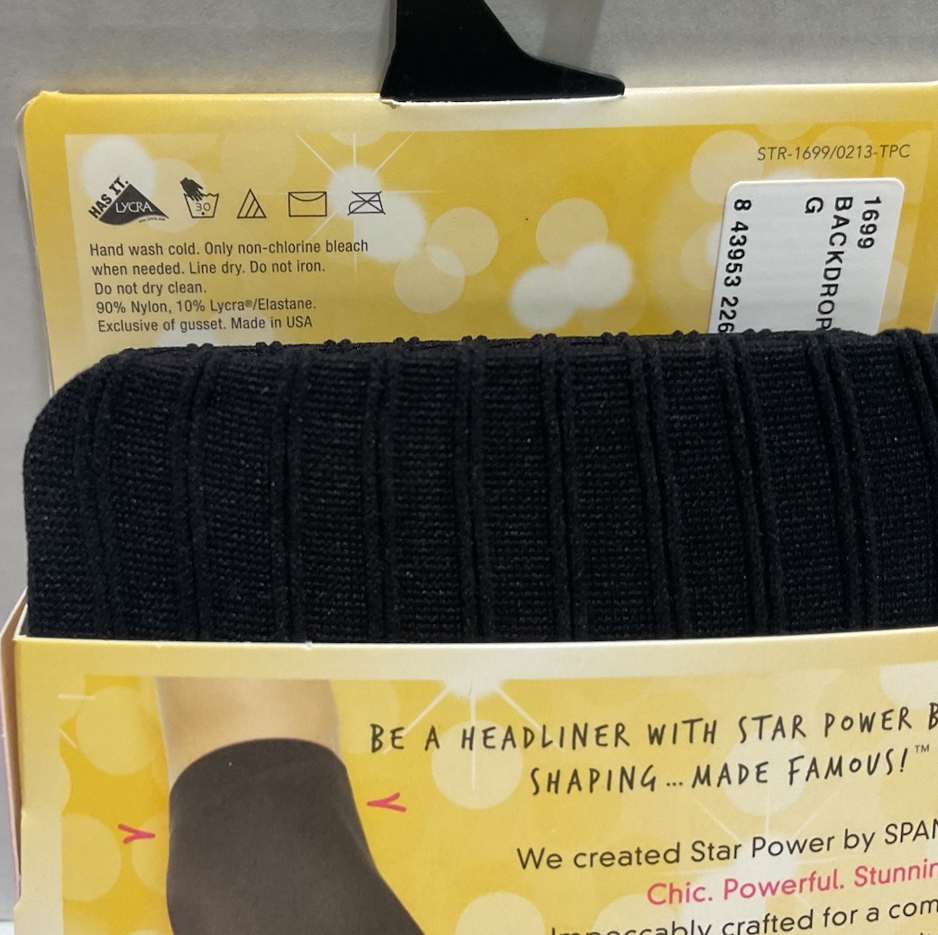 Star Power Center Stage By Spanx Patterned Shaping Tights Black Size G New