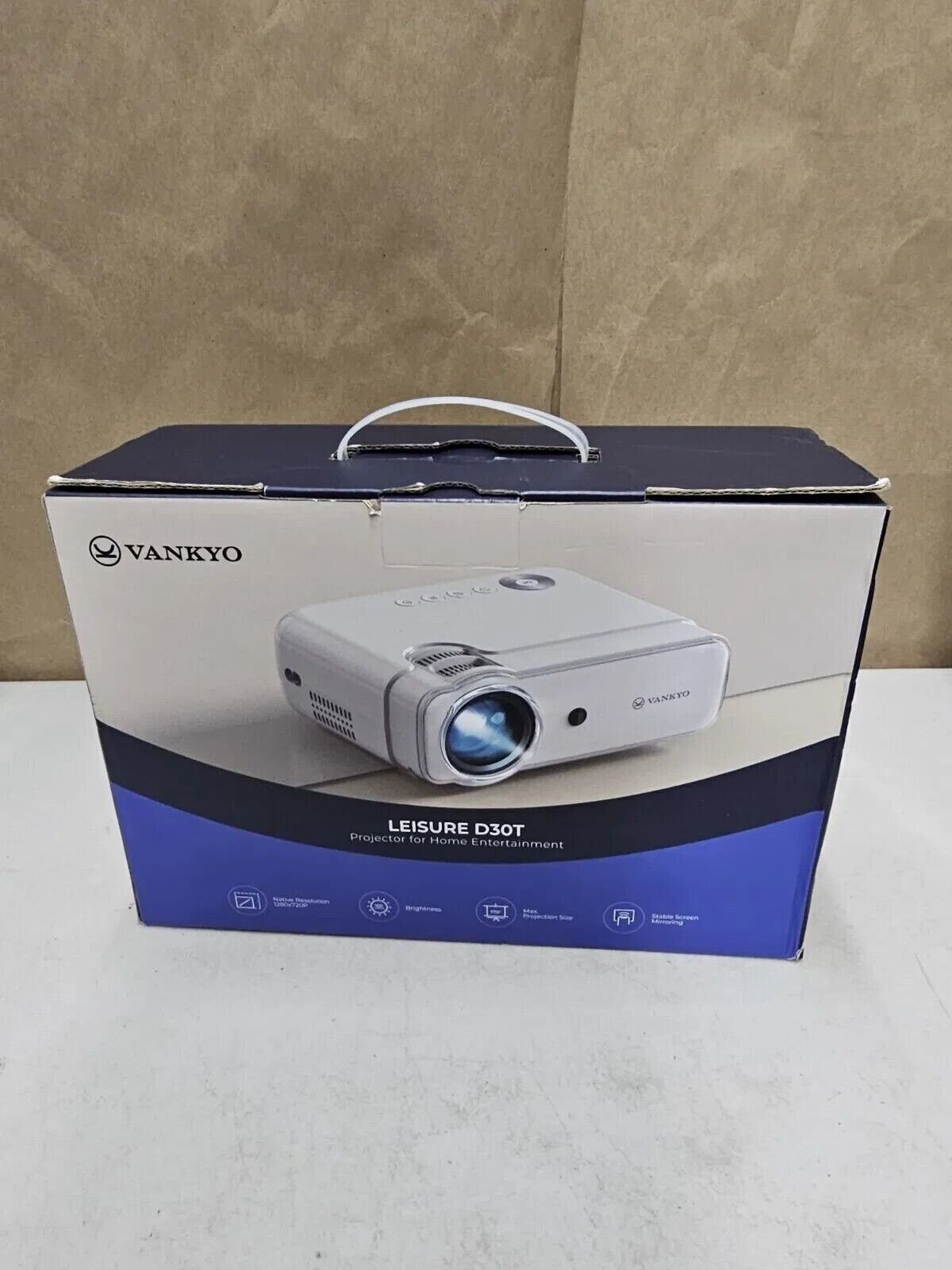 Vankyo Leisure D30T 720p 100 ANSI Wi-Fi Mini Projector - White open box
