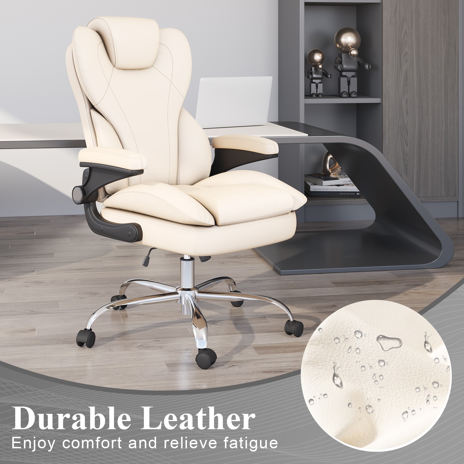 Ergonomic Leather Office Chair Ergonomic PU Leather Computer Desk Chair