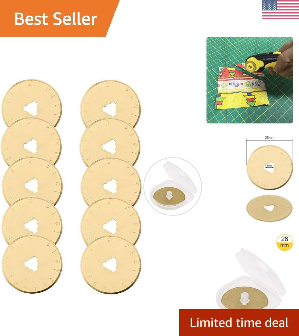 28mm Titanium Rotary Cutter Blades, 10-Pack Replacement Blades for Quilting, ...