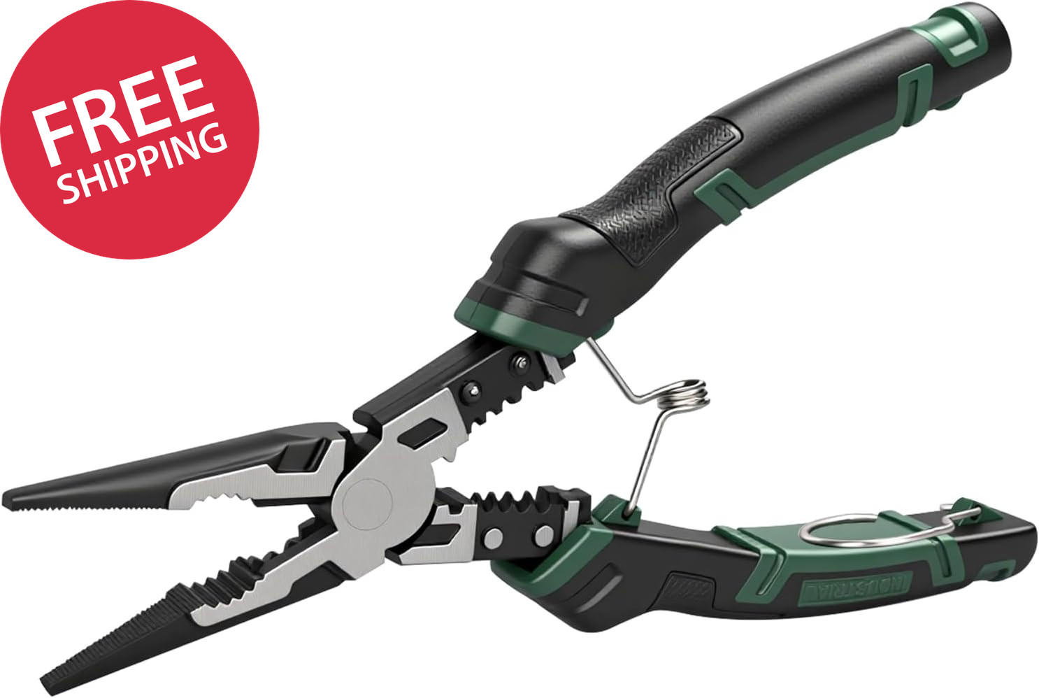 9'' Needle Nose Pliers, 6-In-1 Multifunction Long Nose Pliers, with Spring Loade