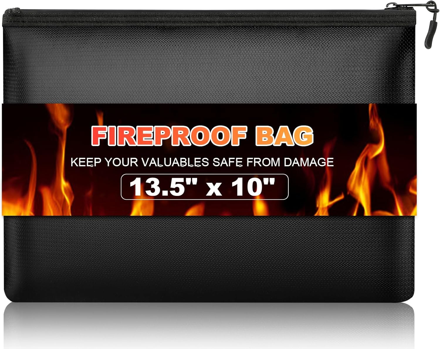 Fireproof Money Document Bag with Waterproof Zipper, 13.5" X 10" | Fire Proof Ba