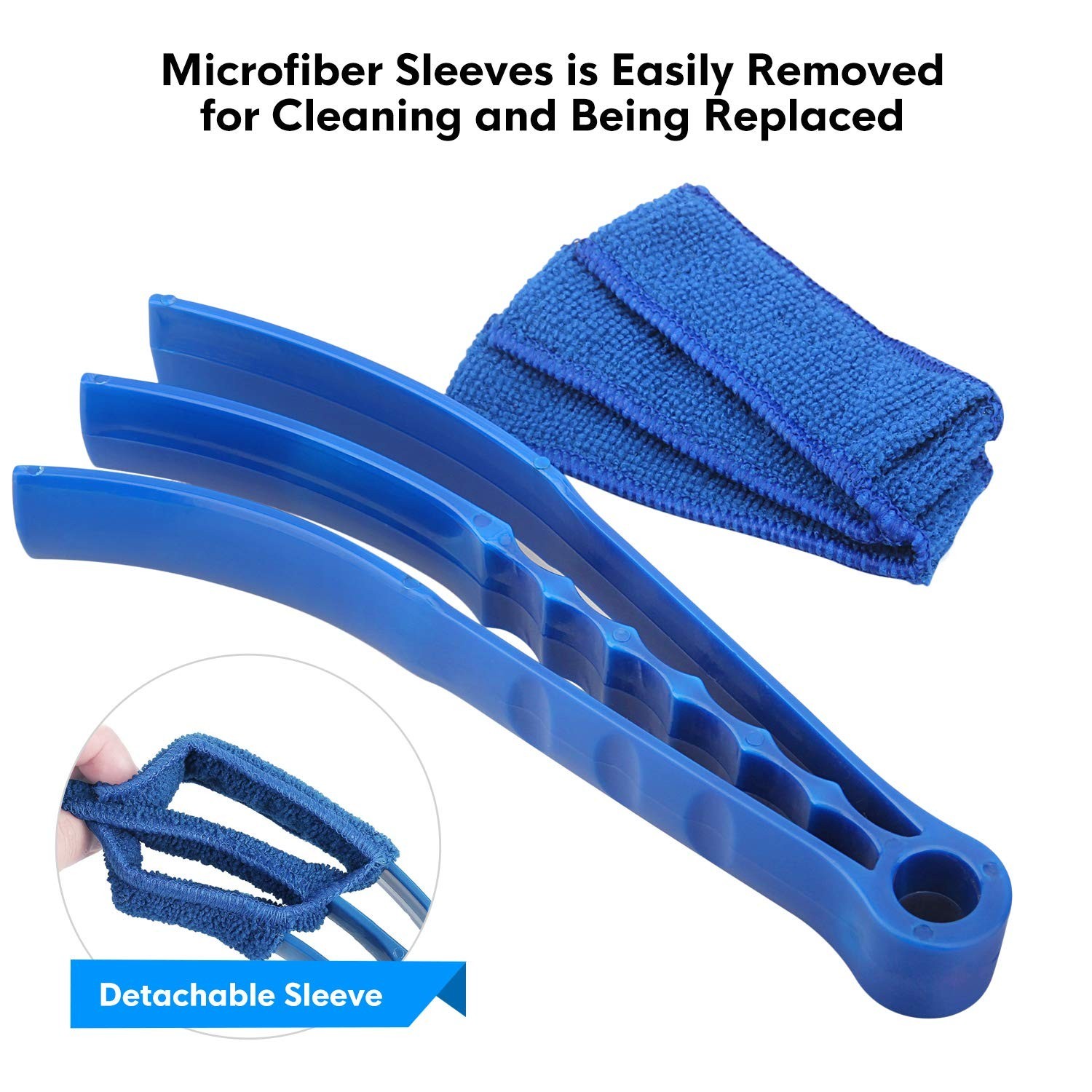 Window Blind Cleaner Duster Brush Kit 2 Pack Brush with 6 Microfiber Sleeves ...