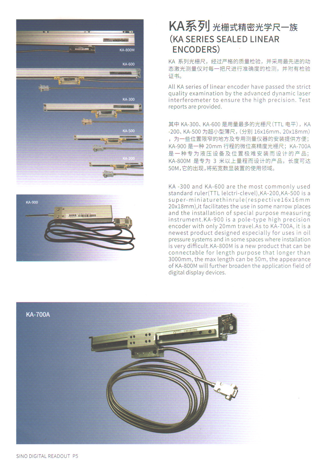 KA600 KA300 SINO 5μ Precison Reader Head With 3M Cable 4 Linear Encoder Scale
