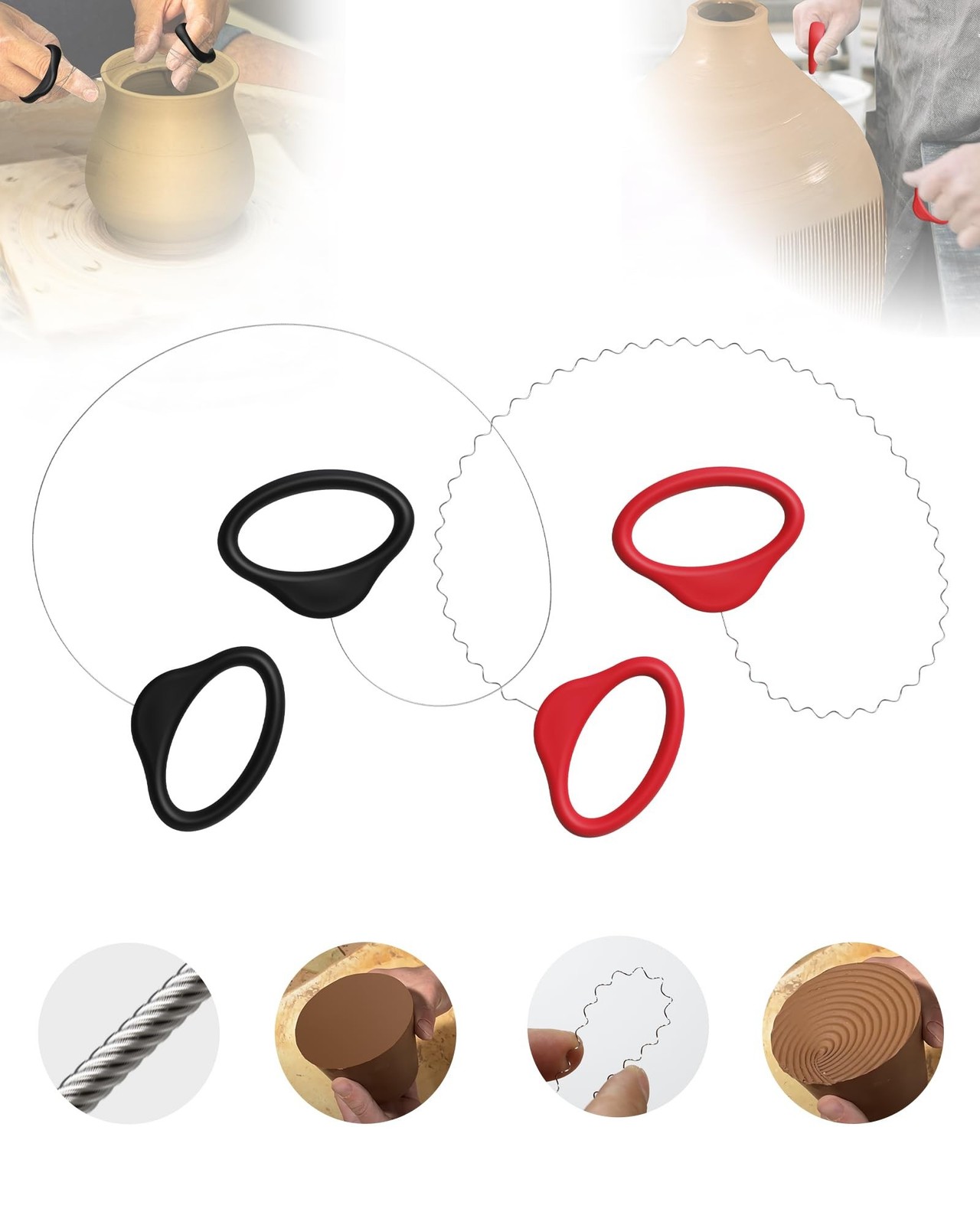 Pottery Wire Tool, Clay Cutting Wire, Black and Red Handle Standard Pottery W...
