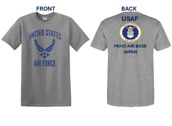 AIR FORCE* MIHO AIR BASE *JAPAN *USAF 2-SIDED SHIRT. USAF LICENSED