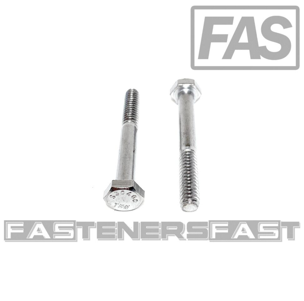 (10) 1/4-20x2 Chrome Stainless Steel Hex Cap Screws Chrome Hex Bolts 18-8